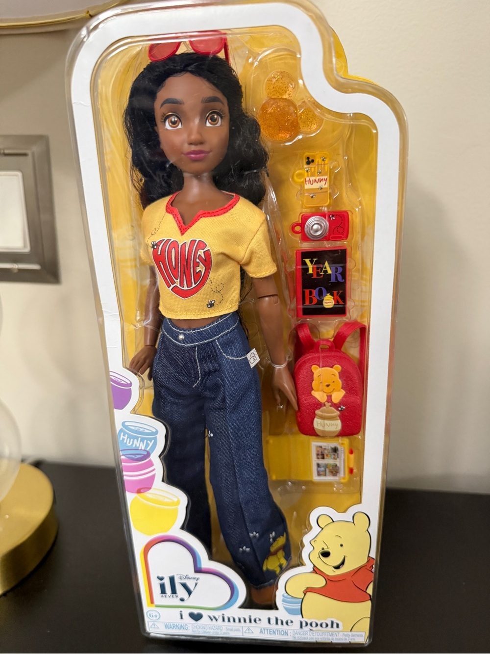 Disney ILY Winnie the Pooh Yellow Tee Doll with Red Backpack